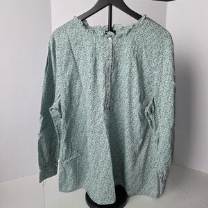 Talbots Green Floral Blouse